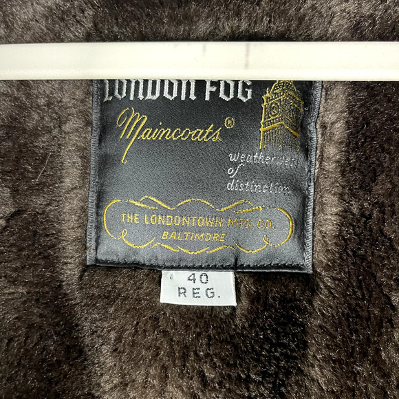 VTG London Fog Long Corduroy Coat Mens 40R Brown Faux Fur Lined Chore Classic - Picture 6 of 16